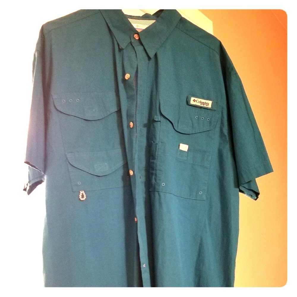 Columbia PFG Large fishing shirt blue